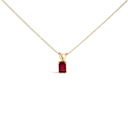 14K White Gold 6x4MM Emerald Cut Purple Amethyst Solitaire Pendant Necklace Bids.com