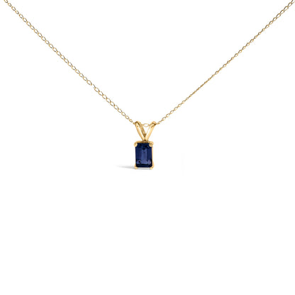 14K White Gold 6x4MM Emerald Cut Purple Amethyst Solitaire Pendant Necklace Bids.com