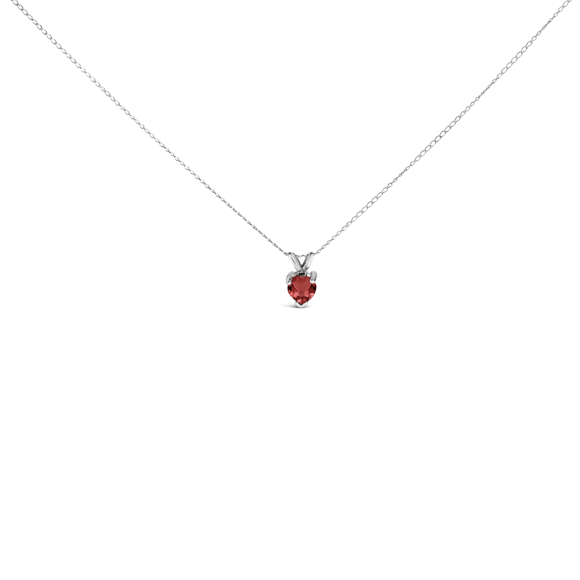 14K White Gold 5X5 MM Heart Shaped Purple Amethyst Solitaire Pendant Necklace Bids.com