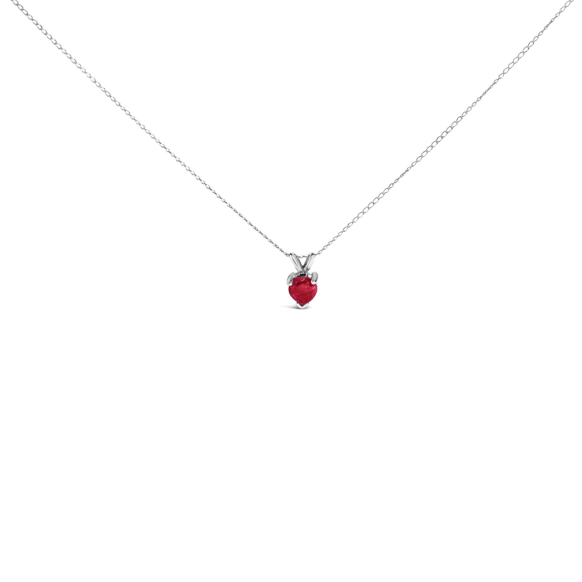 14K White Gold 5X5 MM Heart Shaped Purple Amethyst Solitaire Pendant Necklace Bids.com