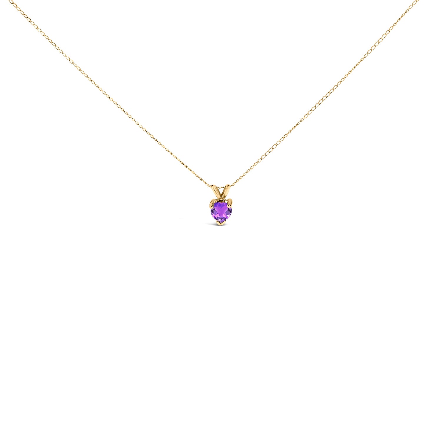 14K White Gold 5X5 MM Heart Shaped Purple Amethyst Solitaire Pendant Necklace Bids.com