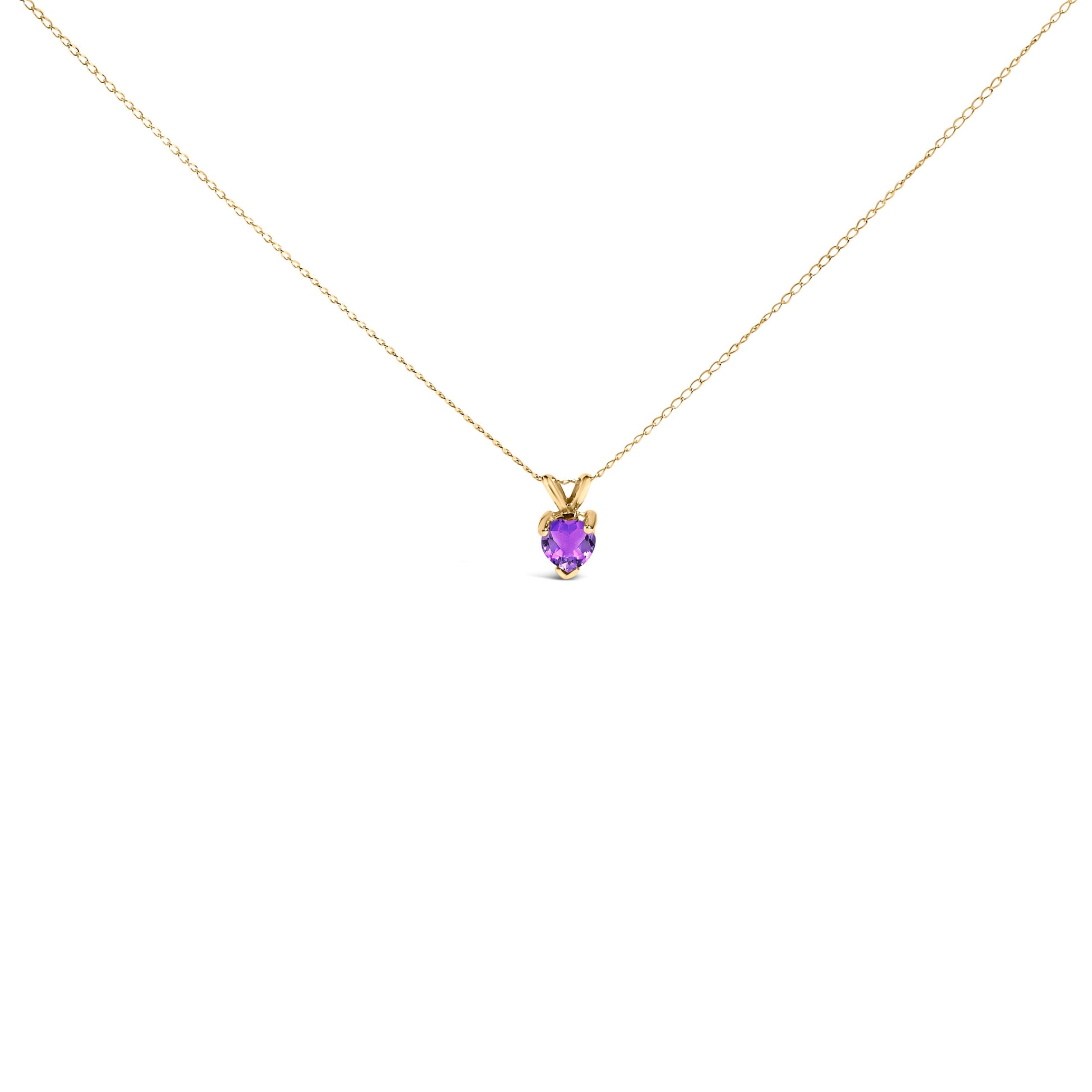 14K White Gold 5X5 MM Heart Shaped Purple Amethyst Solitaire Pendant Necklace Bids.com