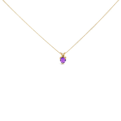 14K White Gold 5X5 MM Heart Shaped Purple Amethyst Solitaire Pendant Necklace Bids.com