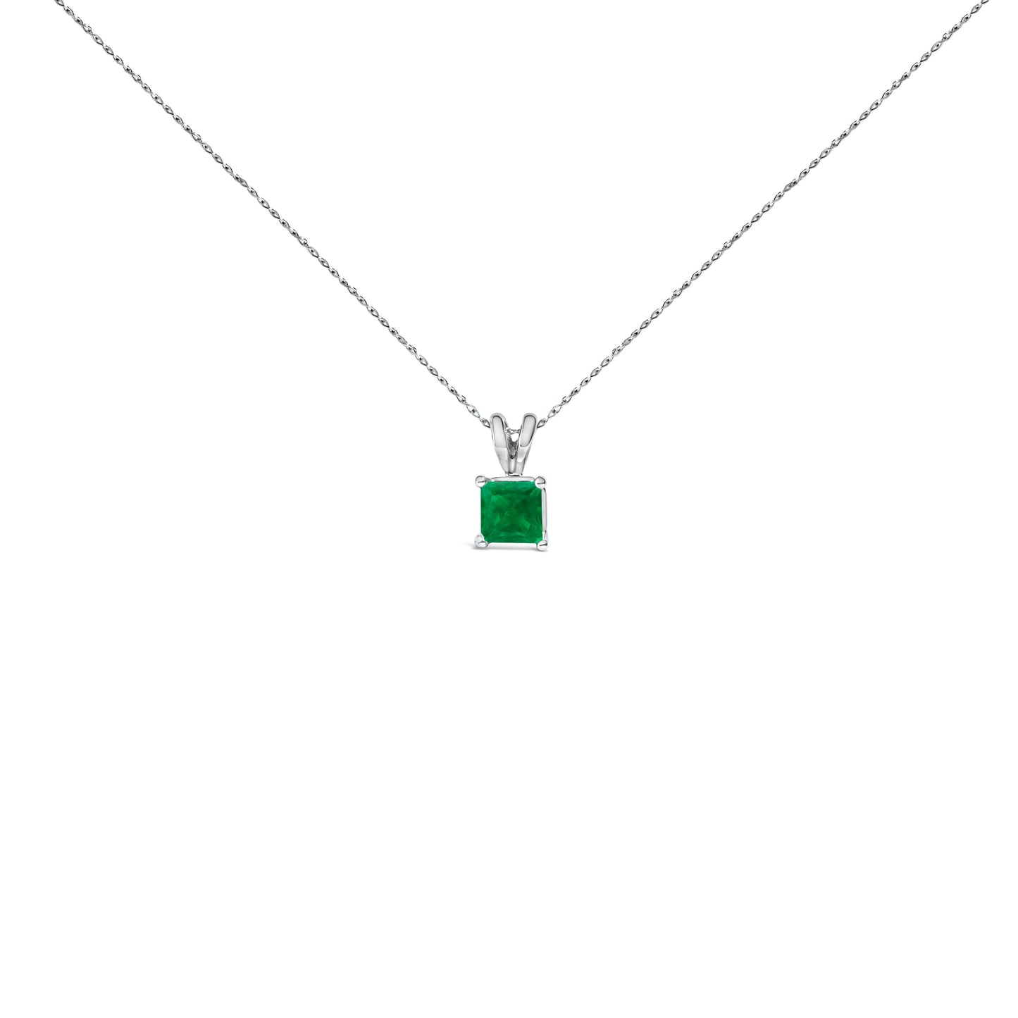 14K White Gold 5x5 MM Square Shaped Purple Amethyst Solitaire Pendant Necklace Bids.com