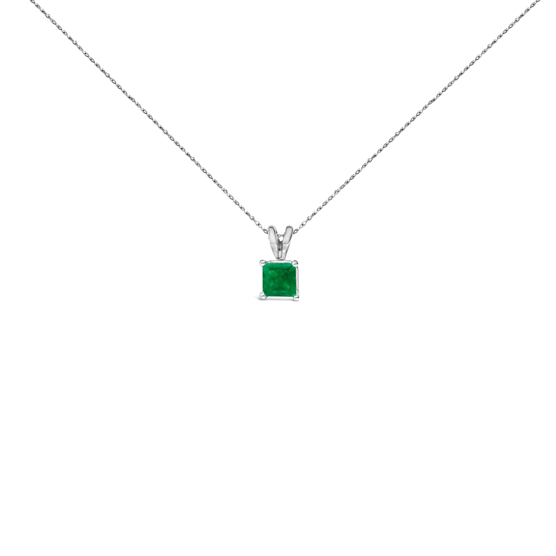 14K White Gold 5x5 MM Square Shaped Purple Amethyst Solitaire Pendant Necklace Bids.com