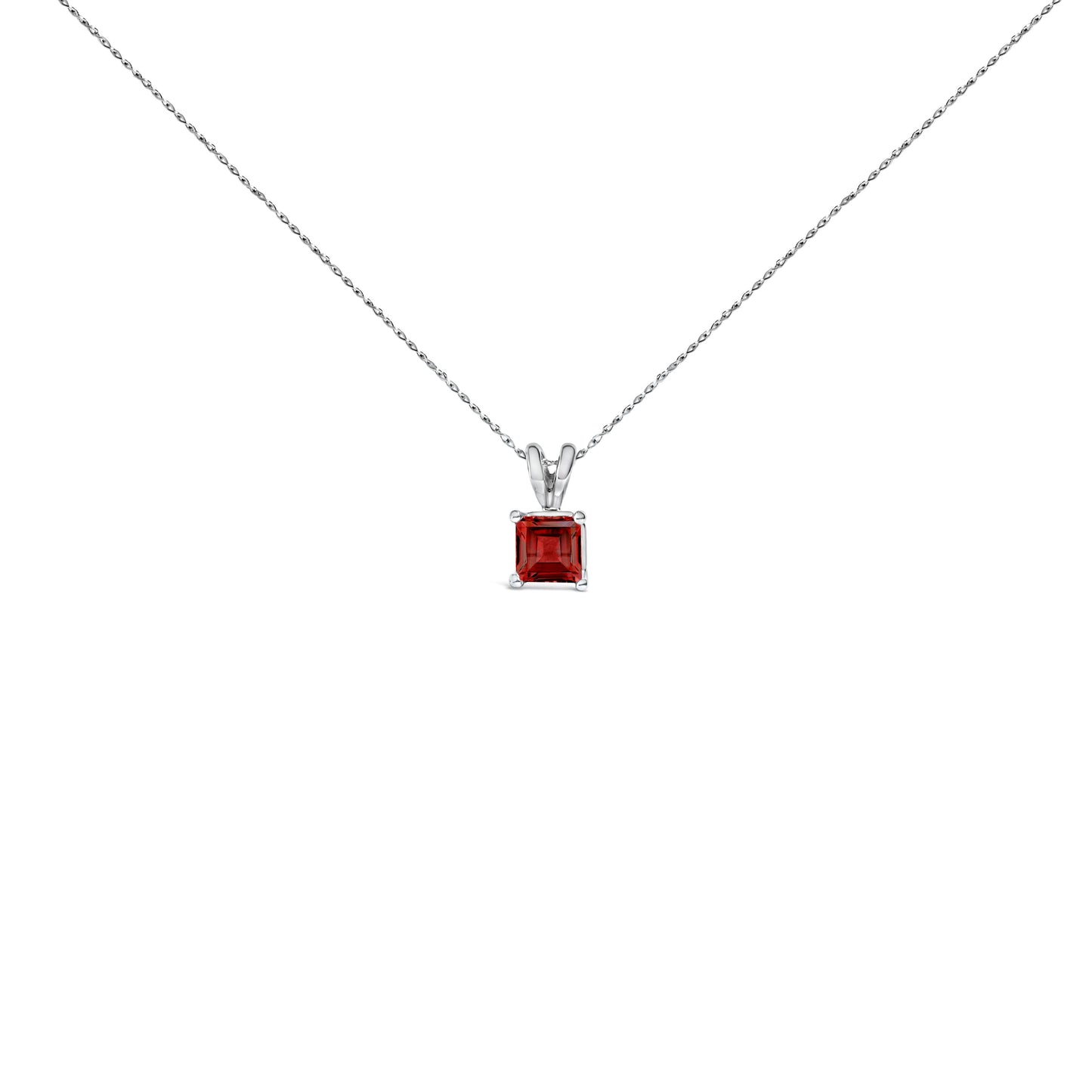 14K White Gold 5x5 MM Square Shaped Purple Amethyst Solitaire Pendant Necklace Bids.com