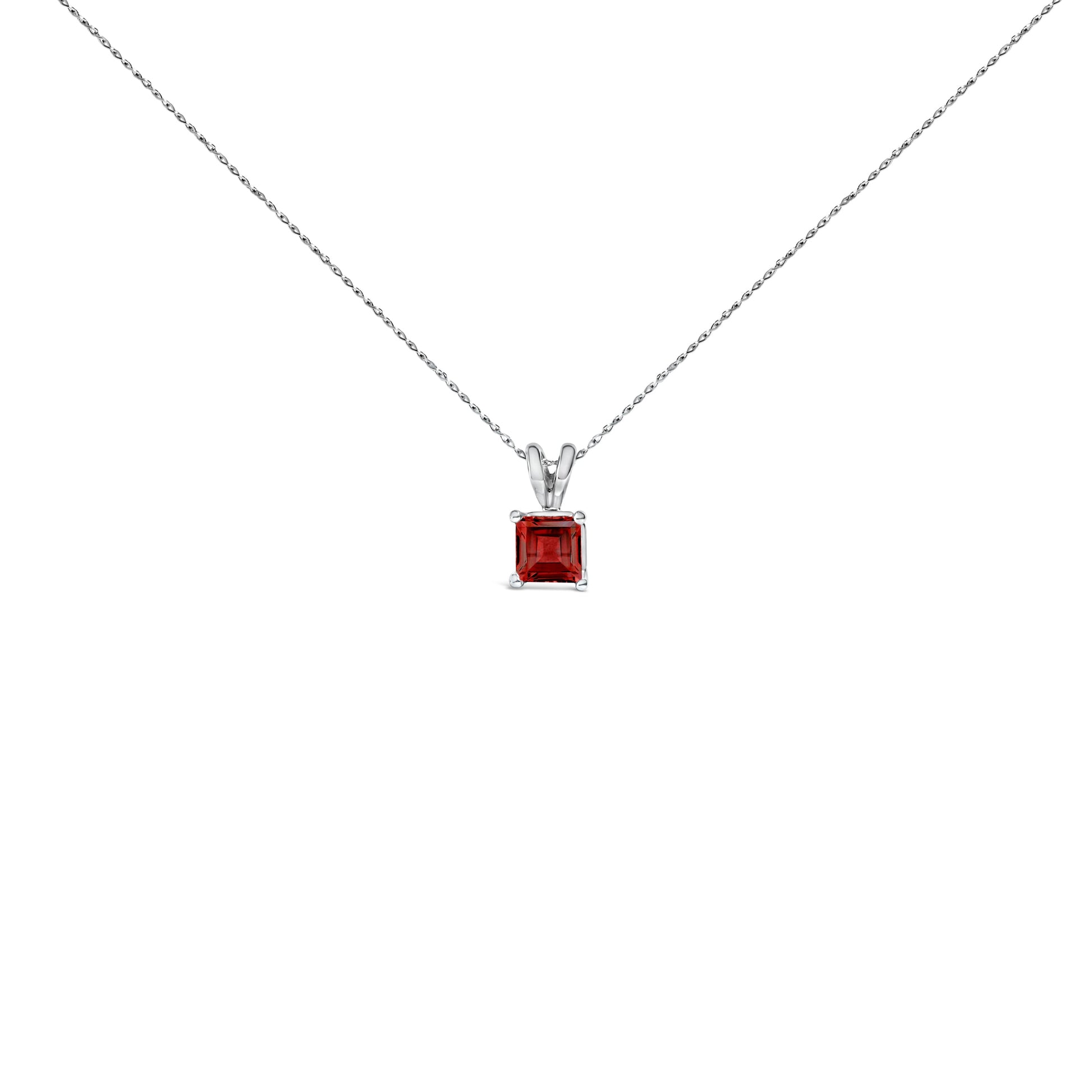 14K White Gold 5x5 MM Square Shaped Purple Amethyst Solitaire Pendant Necklace Bids.com