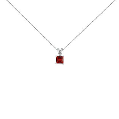 14K White Gold 5x5 MM Square Shaped Purple Amethyst Solitaire Pendant Necklace Bids.com