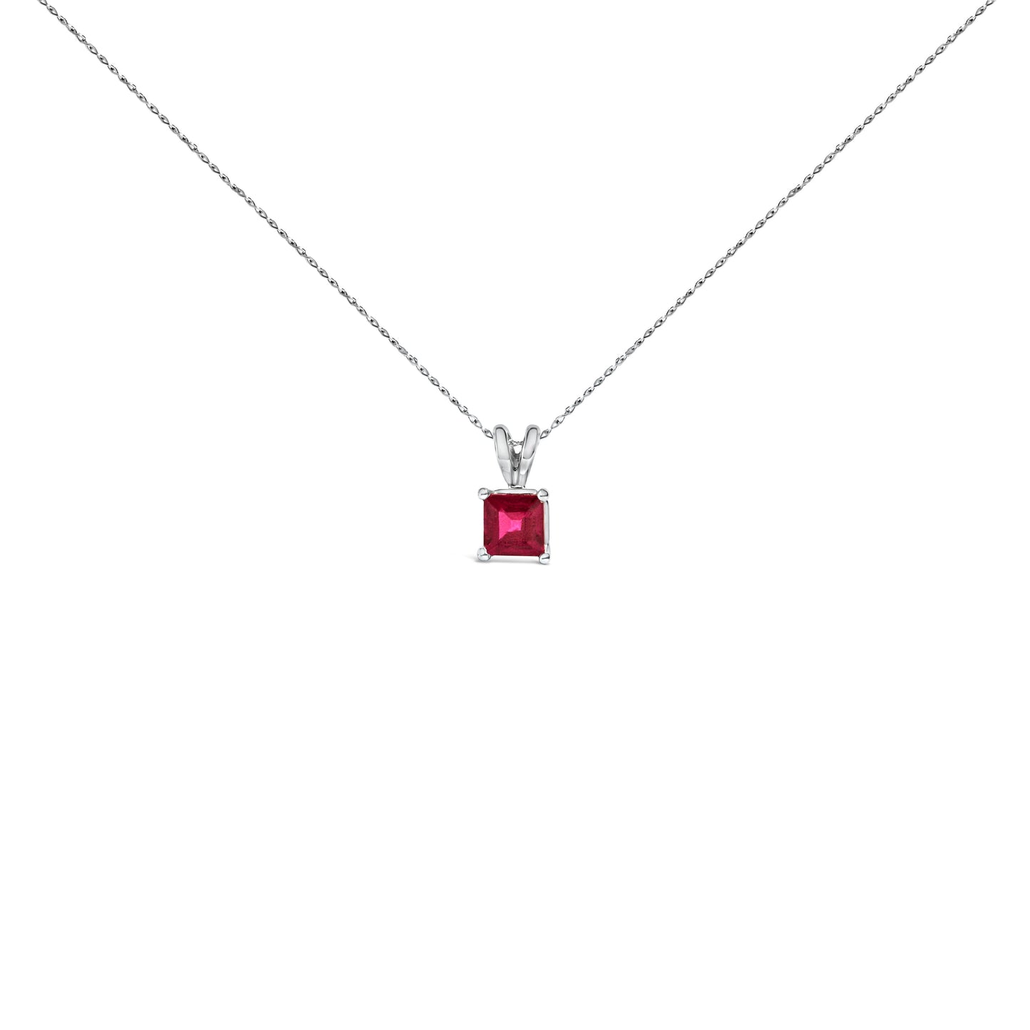 14K White Gold 5x5 MM Square Shaped Purple Amethyst Solitaire Pendant Necklace Bids.com