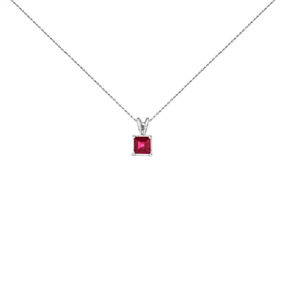 14K White Gold 5x5 MM Square Shaped Purple Amethyst Solitaire Pendant Necklace Bids.com