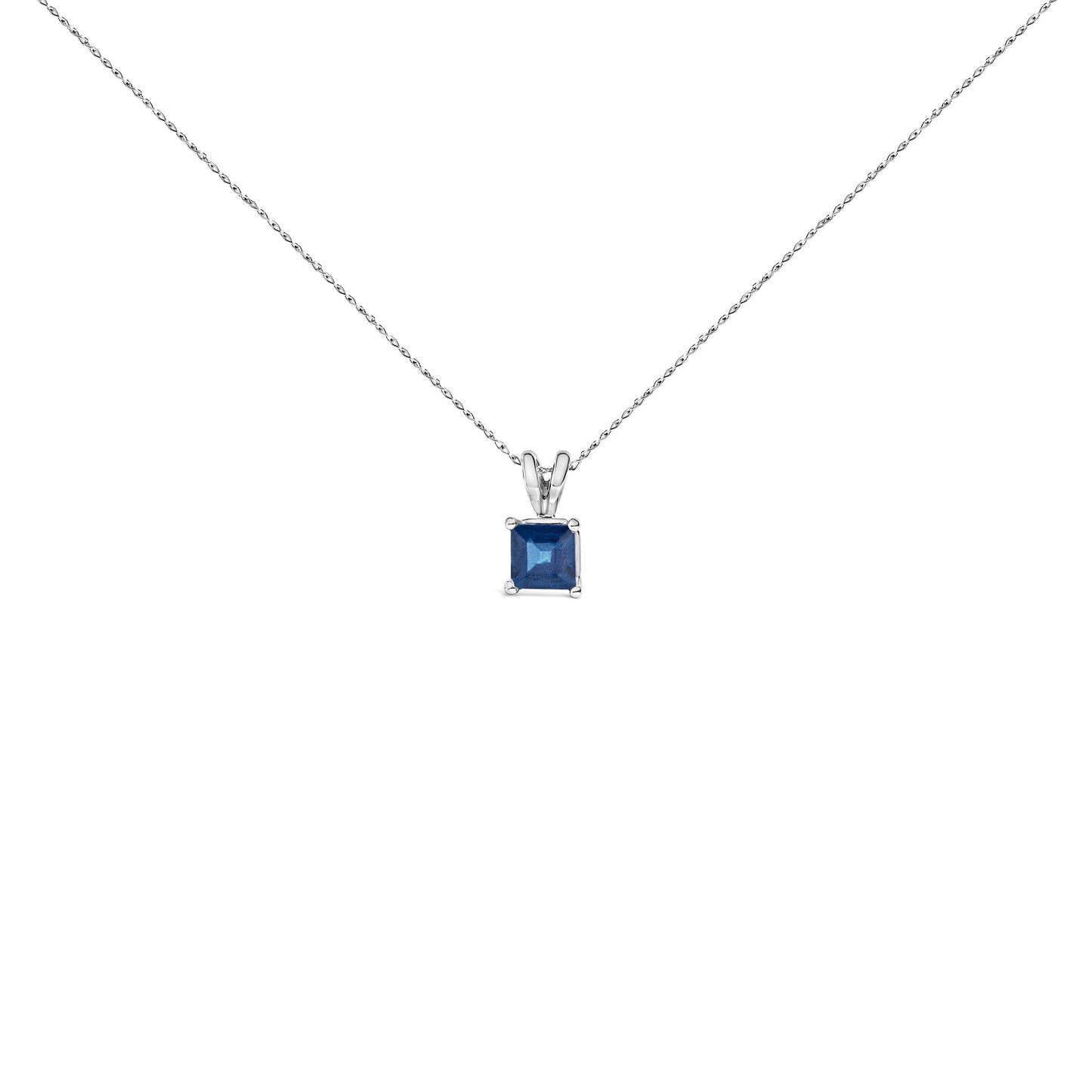 14K White Gold 5x5 MM Square Shaped Purple Amethyst Solitaire Pendant Necklace Bids.com