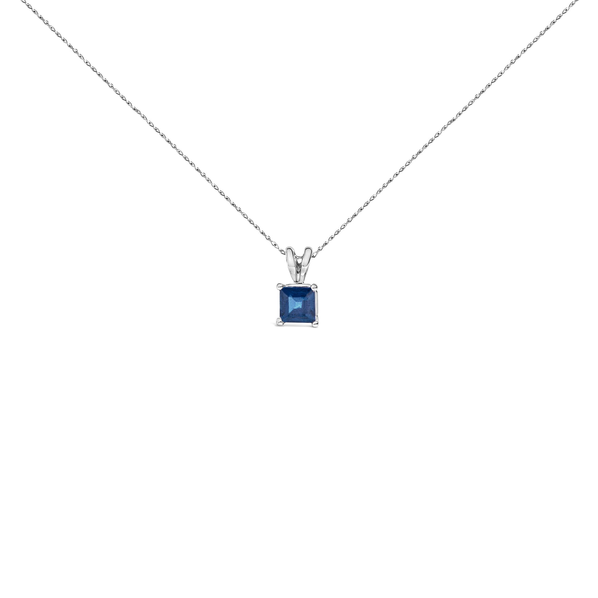 14K White Gold 5x5 MM Square Shaped Purple Amethyst Solitaire Pendant Necklace Bids.com