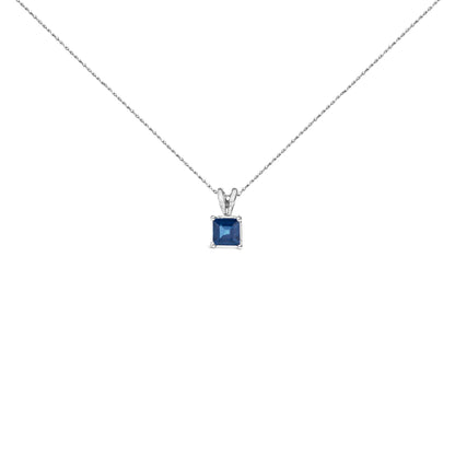 14K White Gold 5x5 MM Square Shaped Purple Amethyst Solitaire Pendant Necklace Bids.com