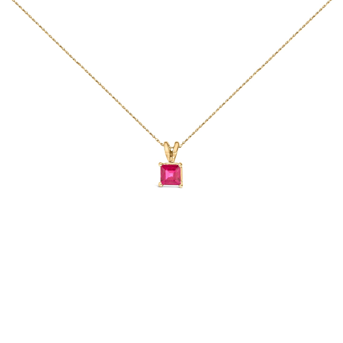 14K White Gold 5x5 MM Square Shaped Purple Amethyst Solitaire Pendant Necklace Bids.com