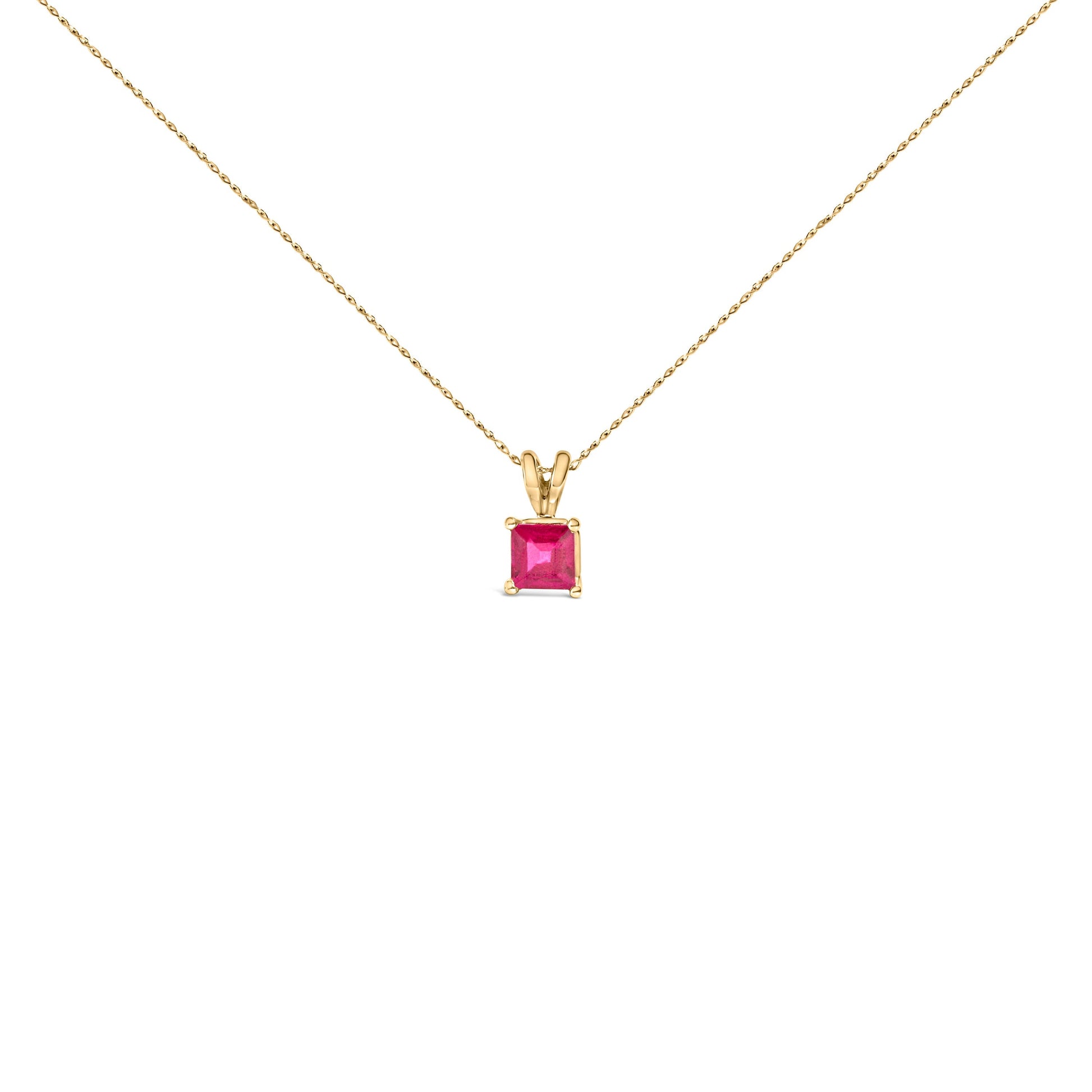 14K White Gold 5x5 MM Square Shaped Purple Amethyst Solitaire Pendant Necklace Bids.com