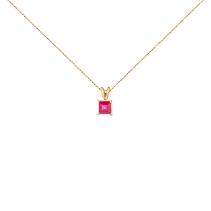 14K White Gold 5x5 MM Square Shaped Purple Amethyst Solitaire Pendant Necklace Bids.com
