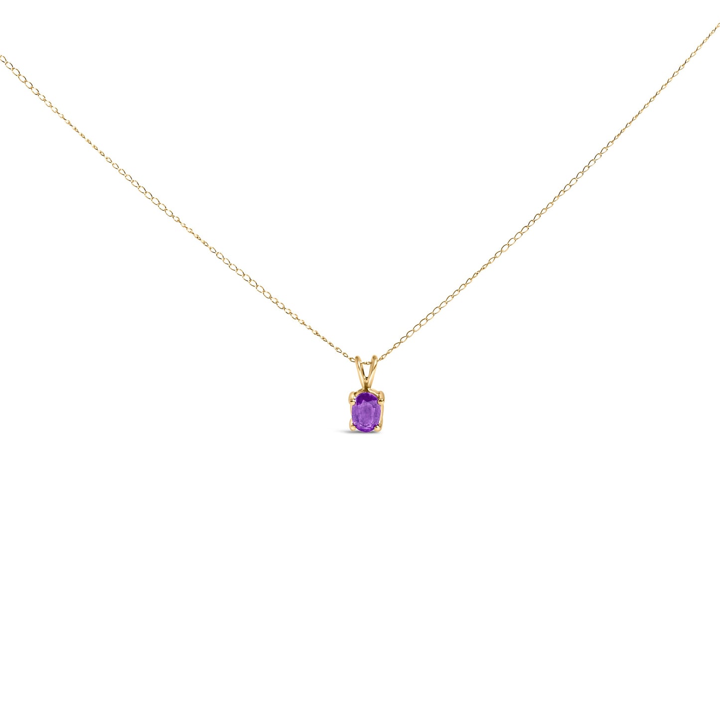 14K White Gold 6x4MM Oval Shaped Purple Amethyst Solitaire Pendant Necklace Bids.com