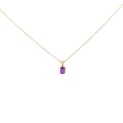 14K White Gold 6x4MM Oval Shaped Purple Amethyst Solitaire Pendant Necklace Bids.com