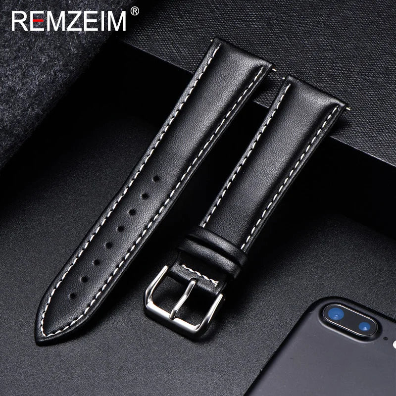 OnePlus Leather Watch Band, Soft Calfskin Strap with Silver Buckle BandsCo Straps
