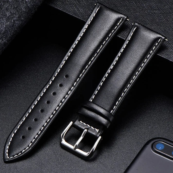 COROS Calfskin Leather Watch Band - Soft Wrist Strap with Silver Buckle BandsCo Straps