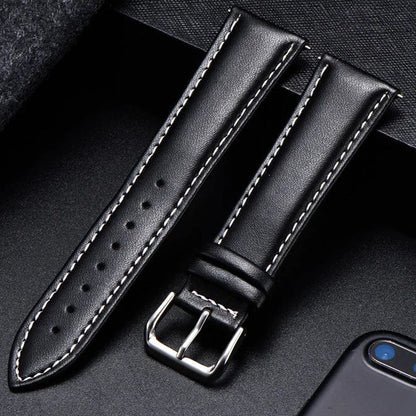 COROS Calfskin Leather Watch Band - Soft Wrist Strap with Silver Buckle BandsCo Straps