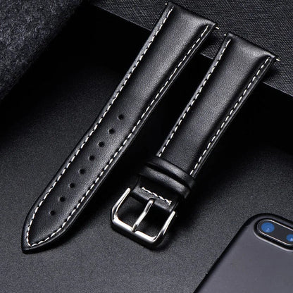COROS Calfskin Leather Watch Band - Soft Wrist Strap with Silver Buckle BandsCo Straps