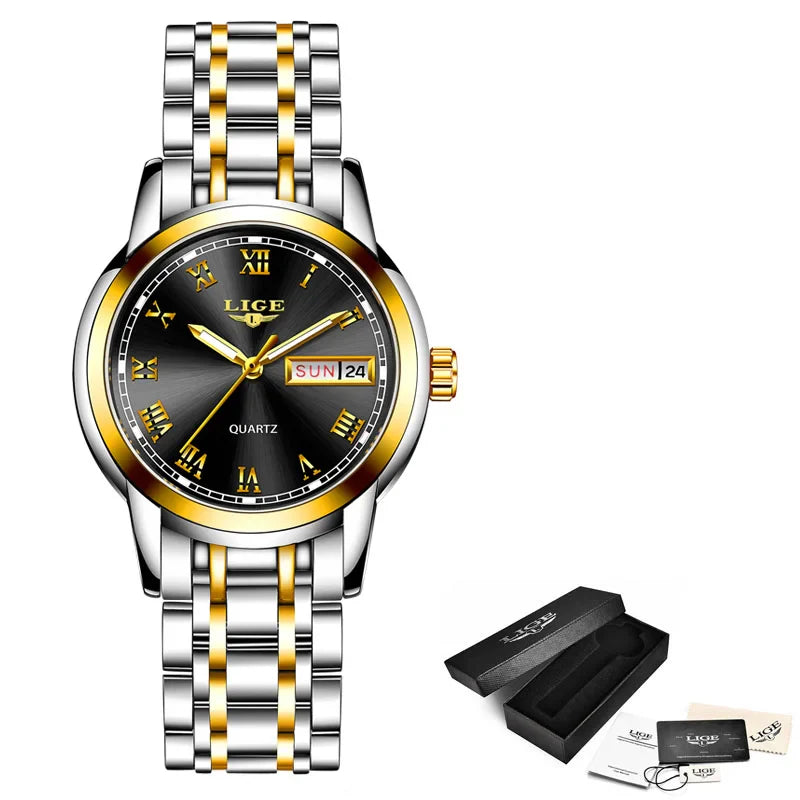 Women's Two Tone Stainless Steel Bracelet Watch Slim BandsCo Straps