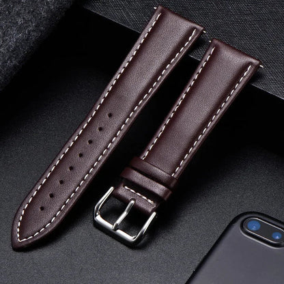 COROS Calfskin Leather Watch Band - Soft Wrist Strap with Silver Buckle BandsCo Straps