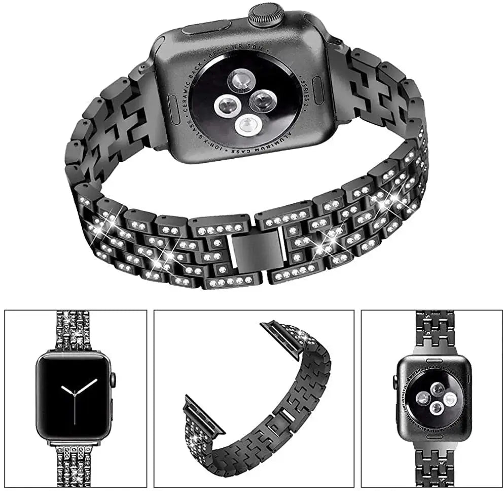 Apple Watch Bedazzled Stainless Steel Strap - Elegant Design BandsCo Straps