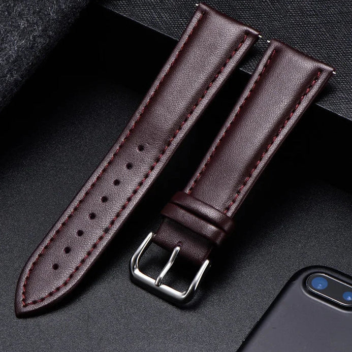COROS Calfskin Leather Watch Band - Soft Wrist Strap with Silver Buckle BandsCo Straps
