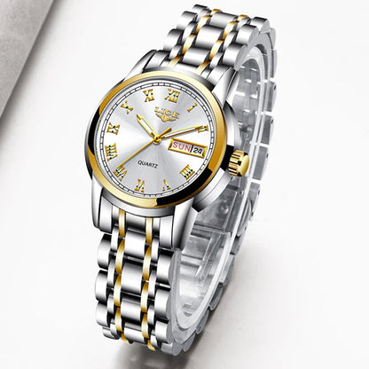 Women's Two Tone Stainless Steel Bracelet Watch Slim BandsCo Straps