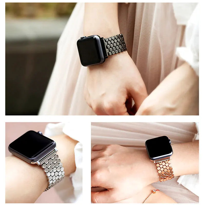 Apple Watch Stainless Steel Strap - Sleek Fish-Scale Design BandsCo Straps