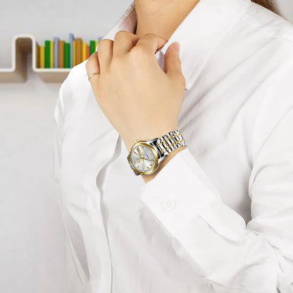Women's Two Tone Stainless Steel Bracelet Watch Slim BandsCo Straps