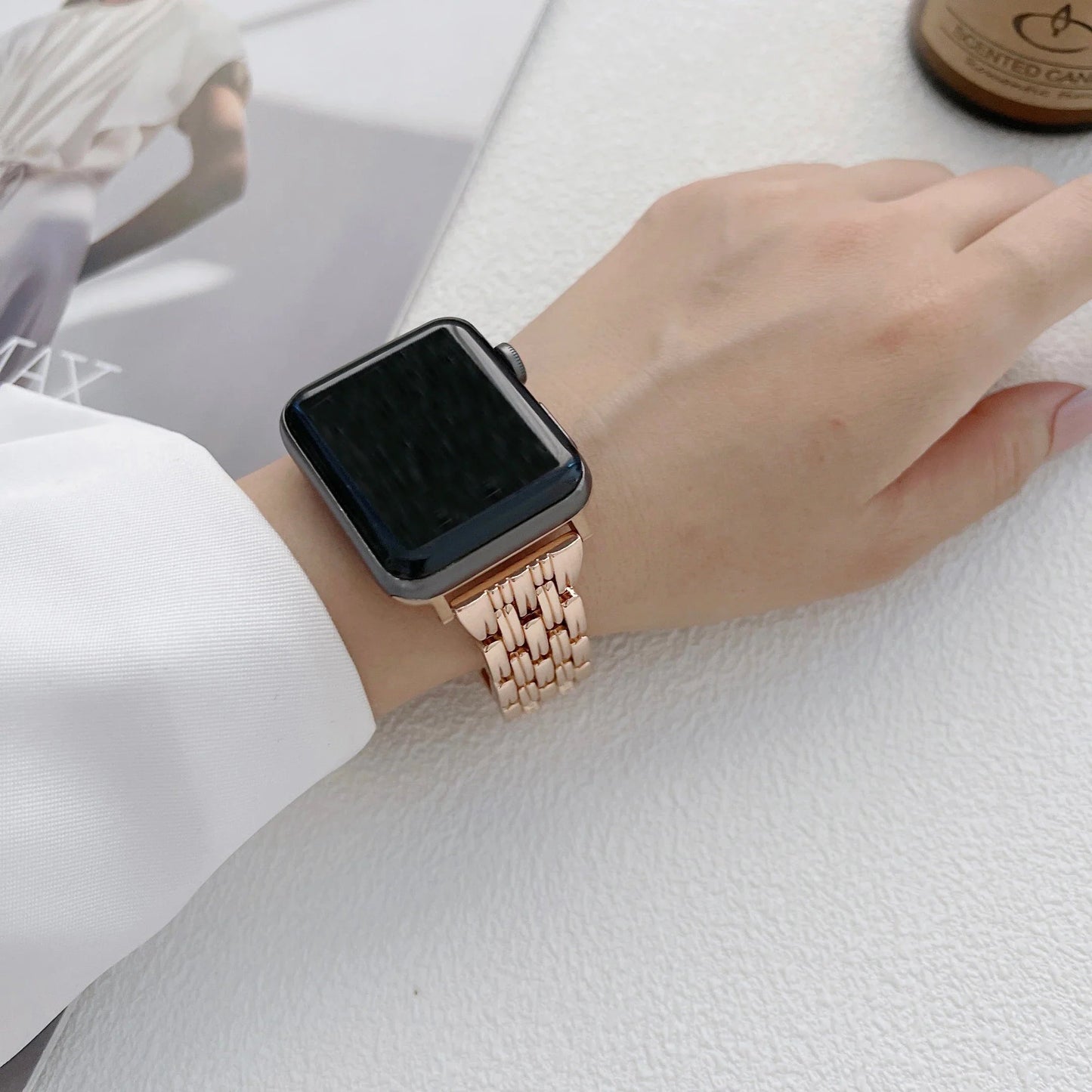 Apple Watch Stainless Steel Band - Luxury Diamond Design BandsCo Straps