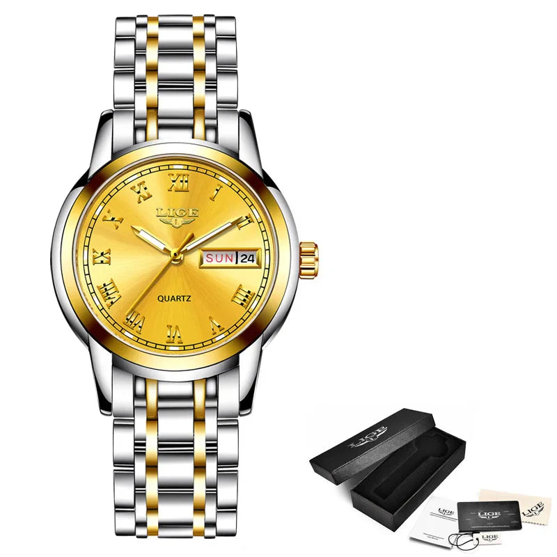 Women's Two Tone Stainless Steel Bracelet Watch Slim BandsCo Straps