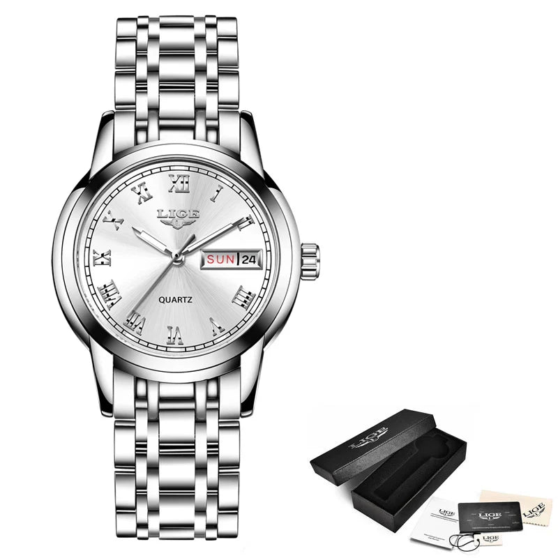 Women's Two Tone Stainless Steel Bracelet Watch Slim BandsCo Straps