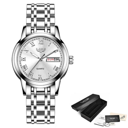 Women's Two Tone Stainless Steel Bracelet Watch Slim BandsCo Straps