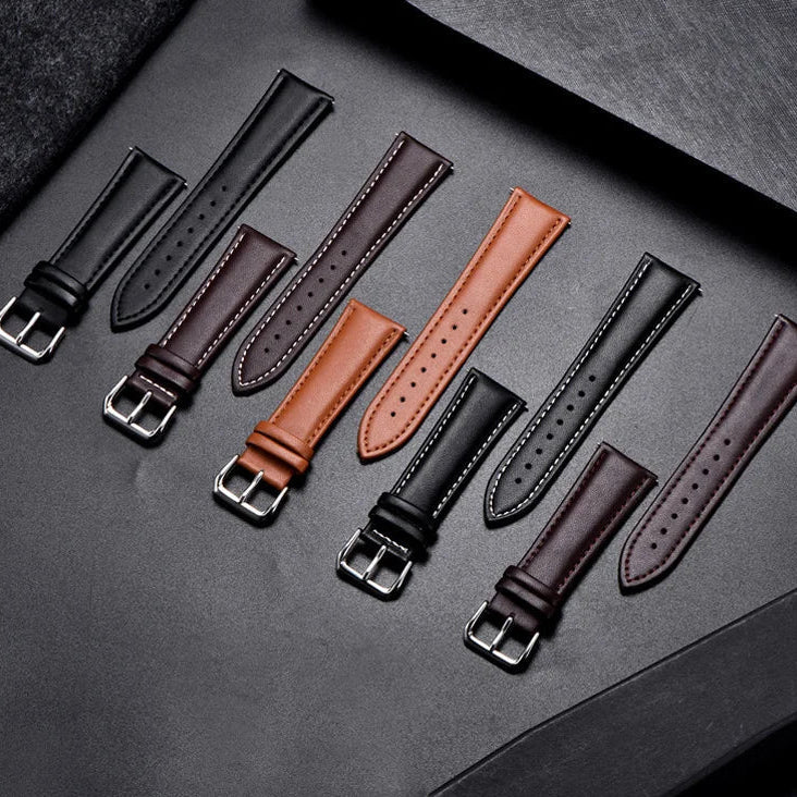 COROS Calfskin Leather Watch Band - Soft Wrist Strap with Silver Buckle BandsCo Straps