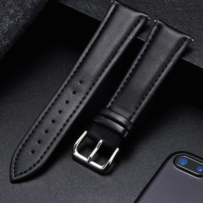COROS Calfskin Leather Watch Band - Soft Wrist Strap with Silver Buckle BandsCo Straps