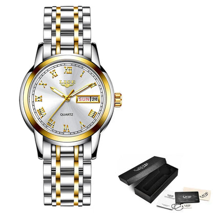 Women's Two Tone Stainless Steel Bracelet Watch Slim BandsCo Straps