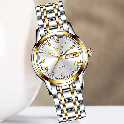 Women's Two Tone Stainless Steel Bracelet Watch Slim BandsCo Straps