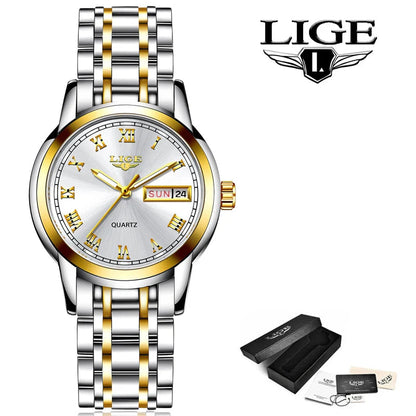 Women's Two Tone Stainless Steel Bracelet Watch Slim BandsCo Straps