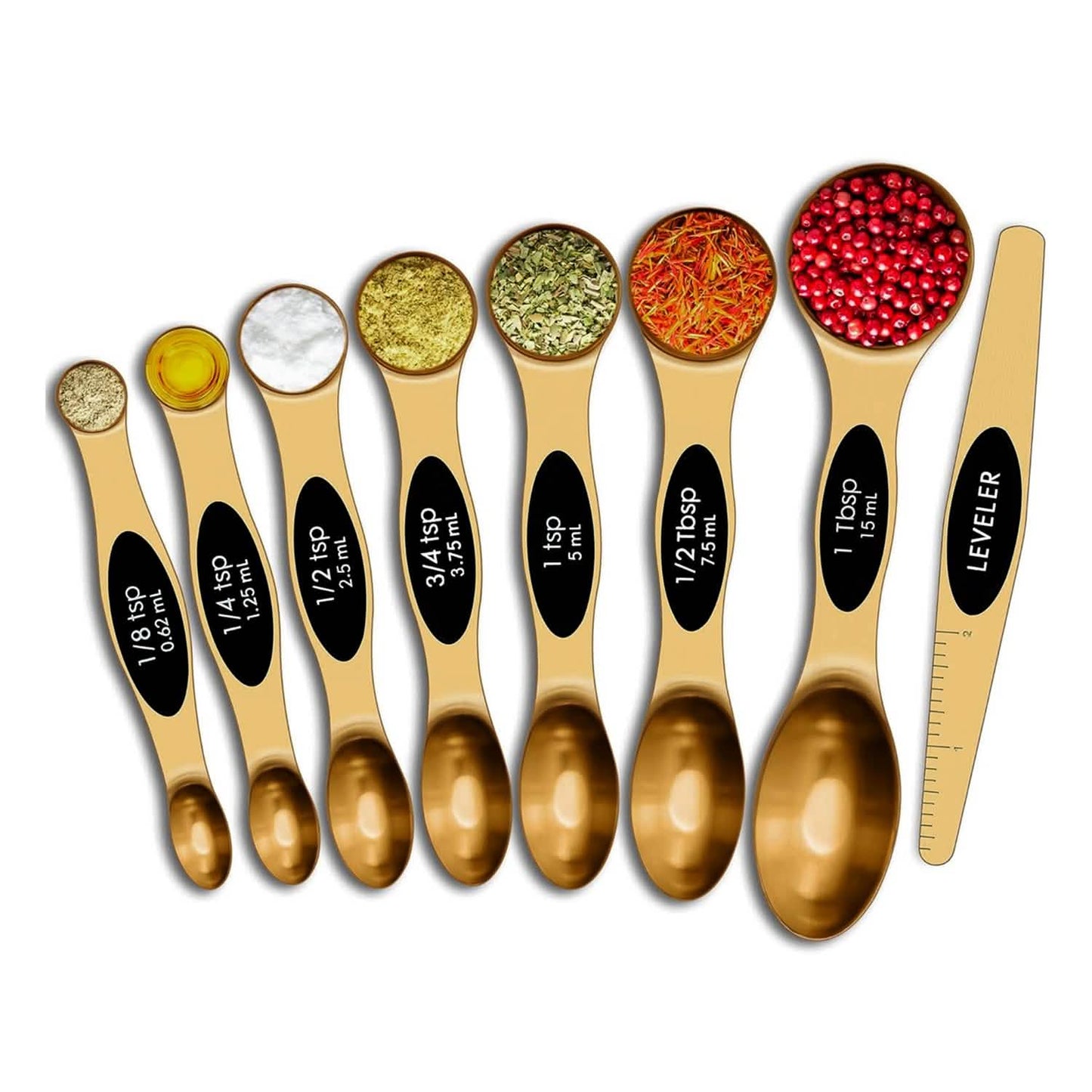 8-Piece: Double Sided Stackable Copper Magnetic Measuring Spoons Set with Leveler DailySale