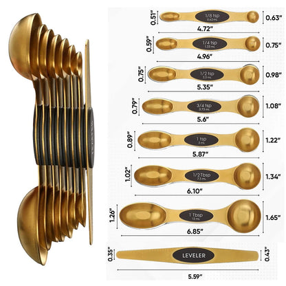 8-Piece: Double Sided Stackable Copper Magnetic Measuring Spoons Set with Leveler DailySale