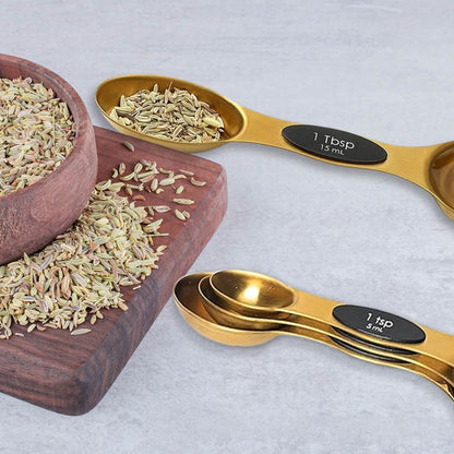 8-Piece: Double Sided Stackable Copper Magnetic Measuring Spoons Set with Leveler DailySale