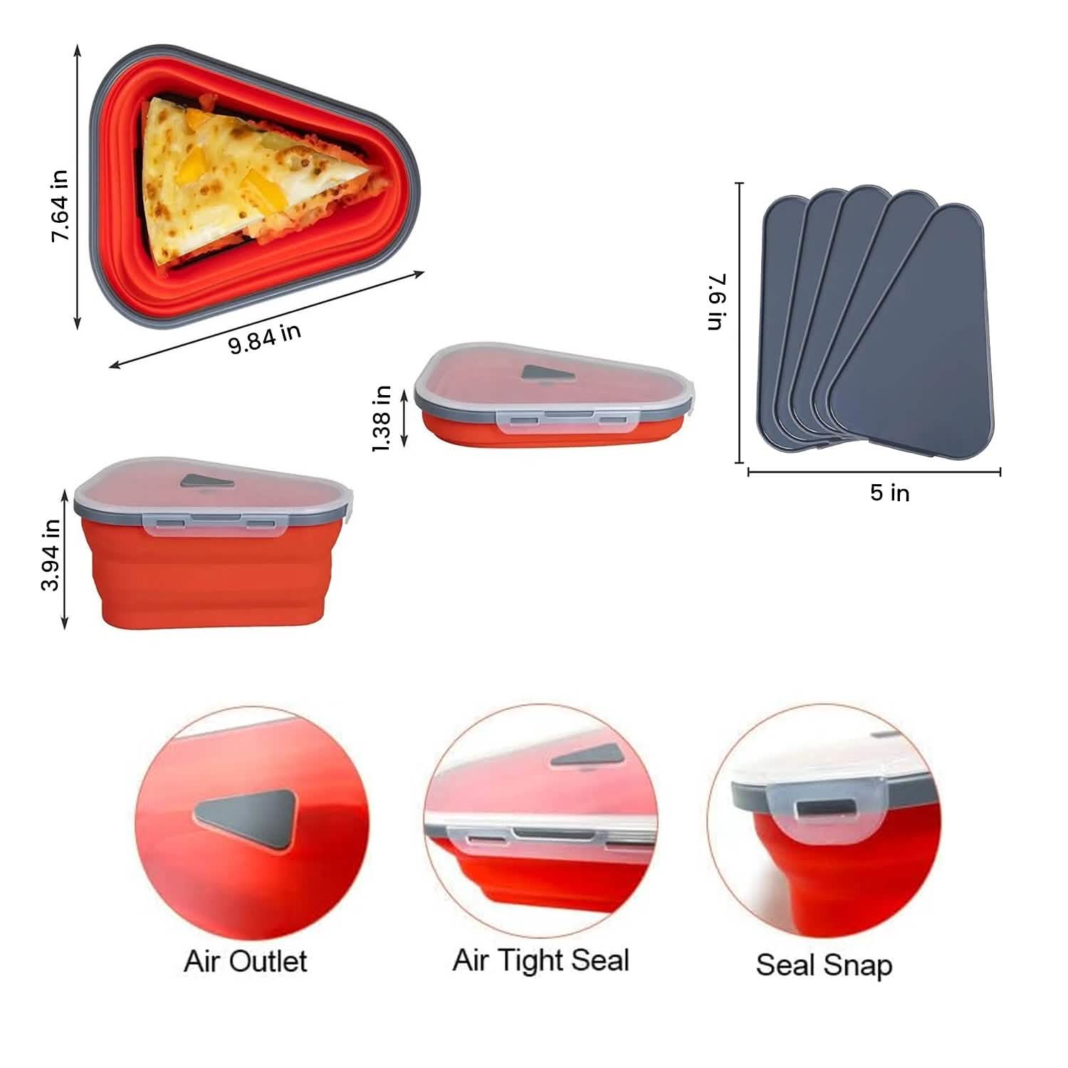 Collapsible Adjustable Reusable Pizza Storage Container with 5 Microwavable Serving Trays DailySale