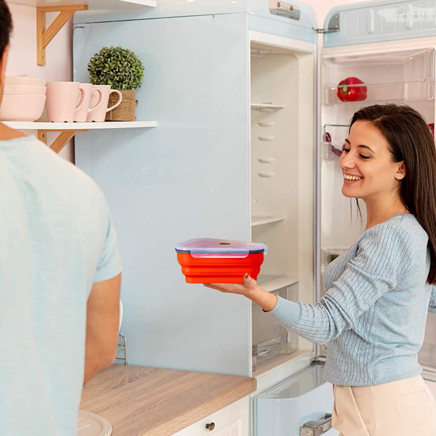 Collapsible Adjustable Reusable Pizza Storage Container with 5 Microwavable Serving Trays DailySale