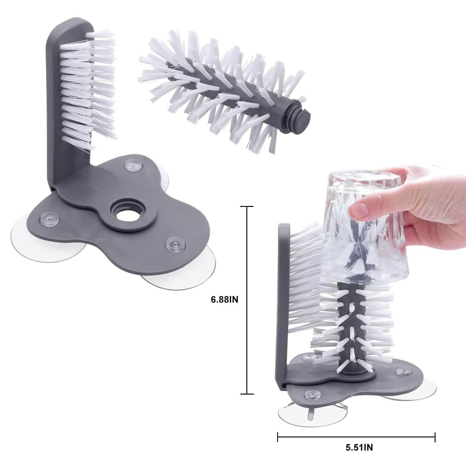 Water Bottle Cleaning Brush with Suction Base Glass Beer Cup, Long Leg Cup, Wine Glass Bar Kitchen Tools DailySale