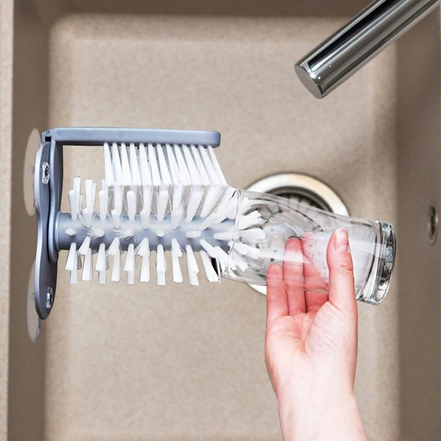 Water Bottle Cleaning Brush with Suction Base Glass Beer Cup, Long Leg Cup, Wine Glass Bar Kitchen Tools DailySale