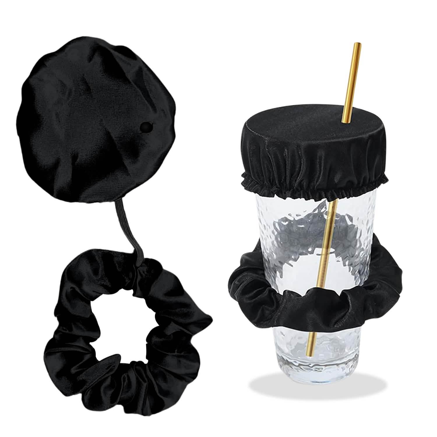 Reusable Anti-Spike Scrunchie Drink Mug Glass Cover Cap Headband with Straw Hole for Covering Drinks Party, Club, Disco DailySale